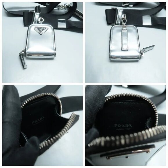 100% Authentic Prada Silver W/P Patent Leather Shoulder Bag 1410-102924 - Picture 7 of 12